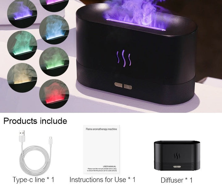 Flame Ultrasonic Aromatherapy Essential Oil Diffuser 180 ml